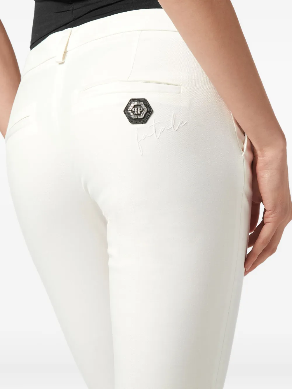 Philipp Plein Fatale broek met logoplakkaat Wit