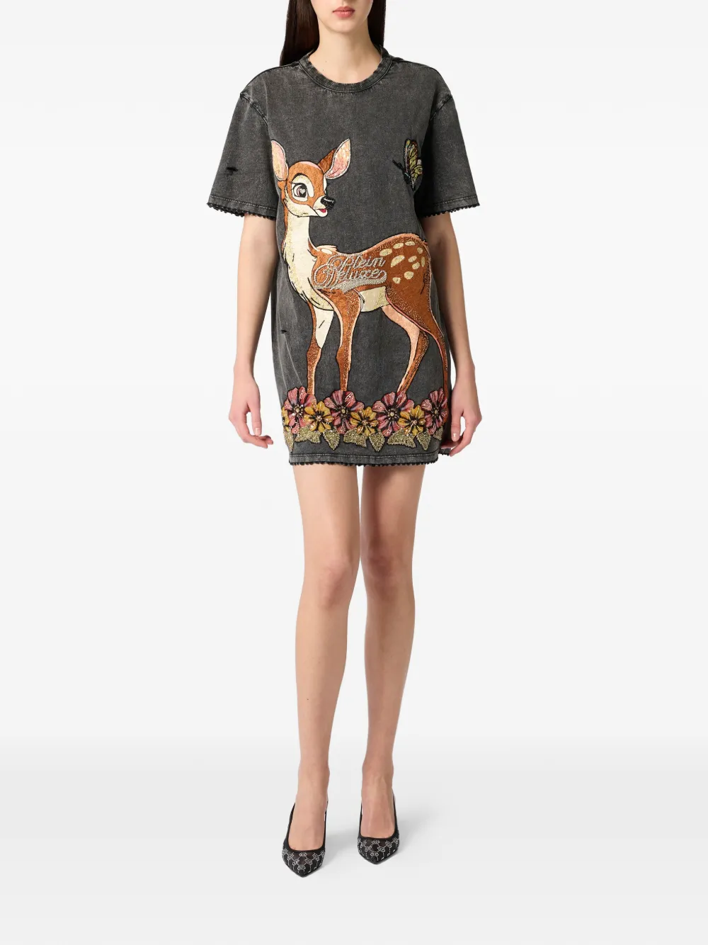 Philipp Plein Mini-jurk met open rug - Grijs