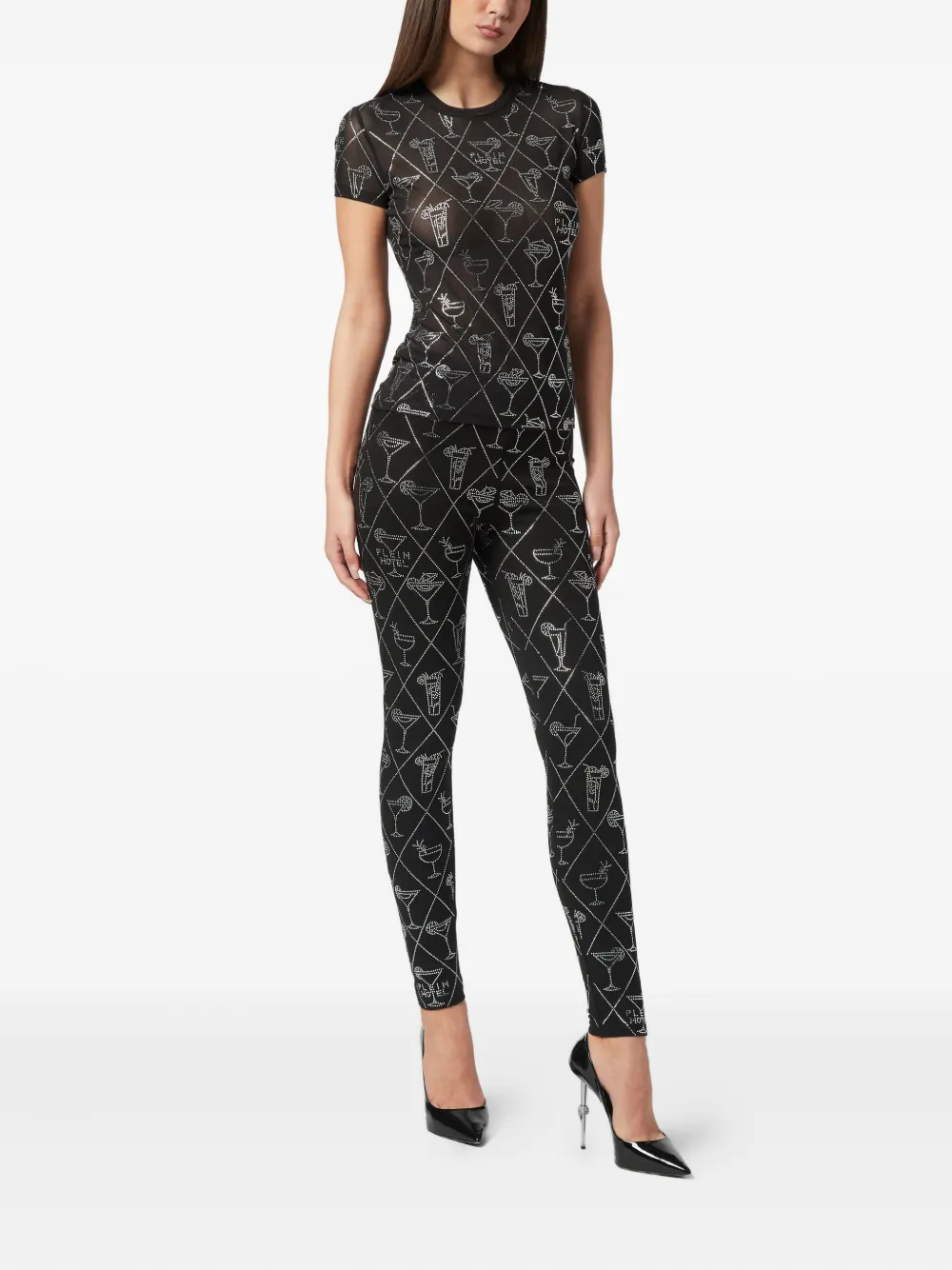 Philipp Plein Crystal-embellished Mesh T-shirt In Black
