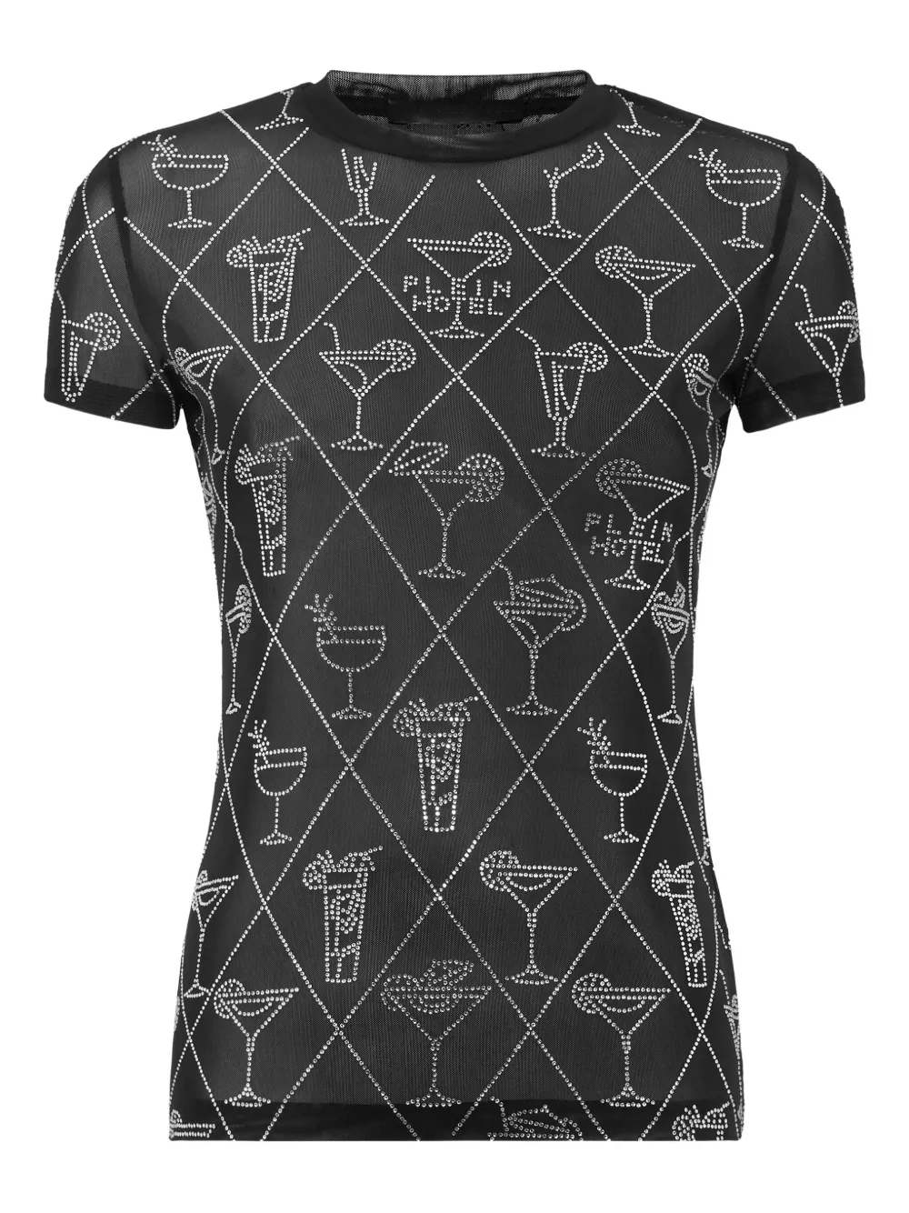 Philipp Plein Crystal-embellished Mesh T-shirt In Black