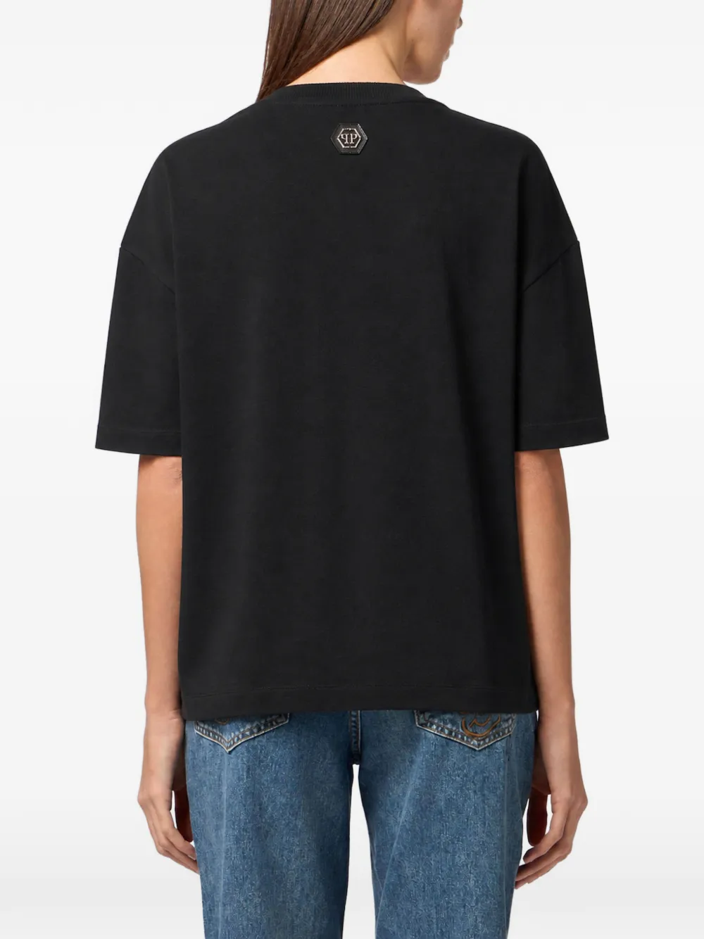 Philipp Plein Fit T-shirt met Breakfast in Bed-kristallen Zwart
