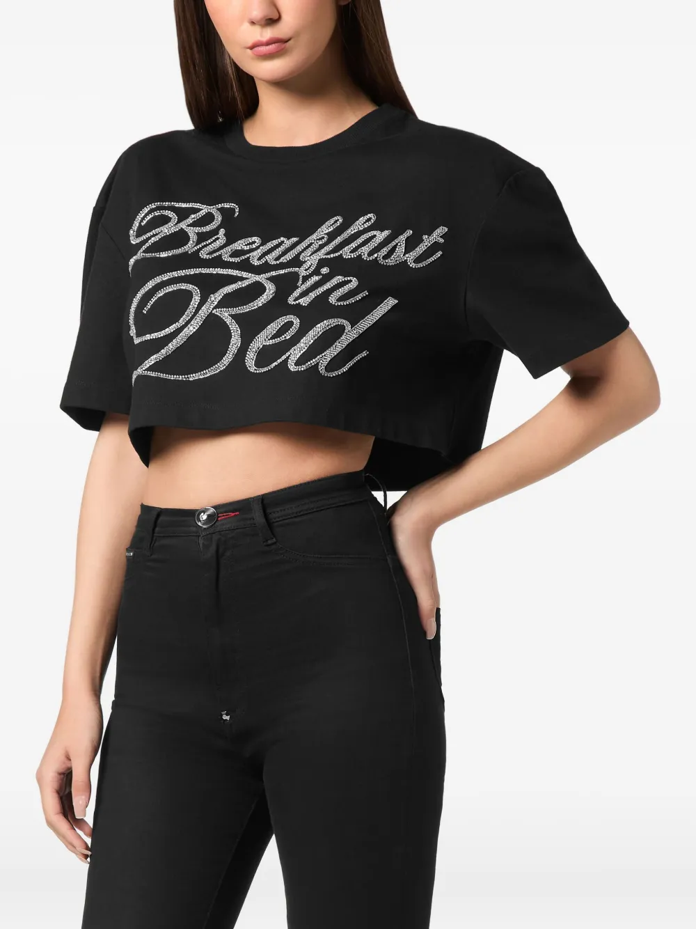  Philipp Plein Crystal-embellished Short-sleeved Top - Black 