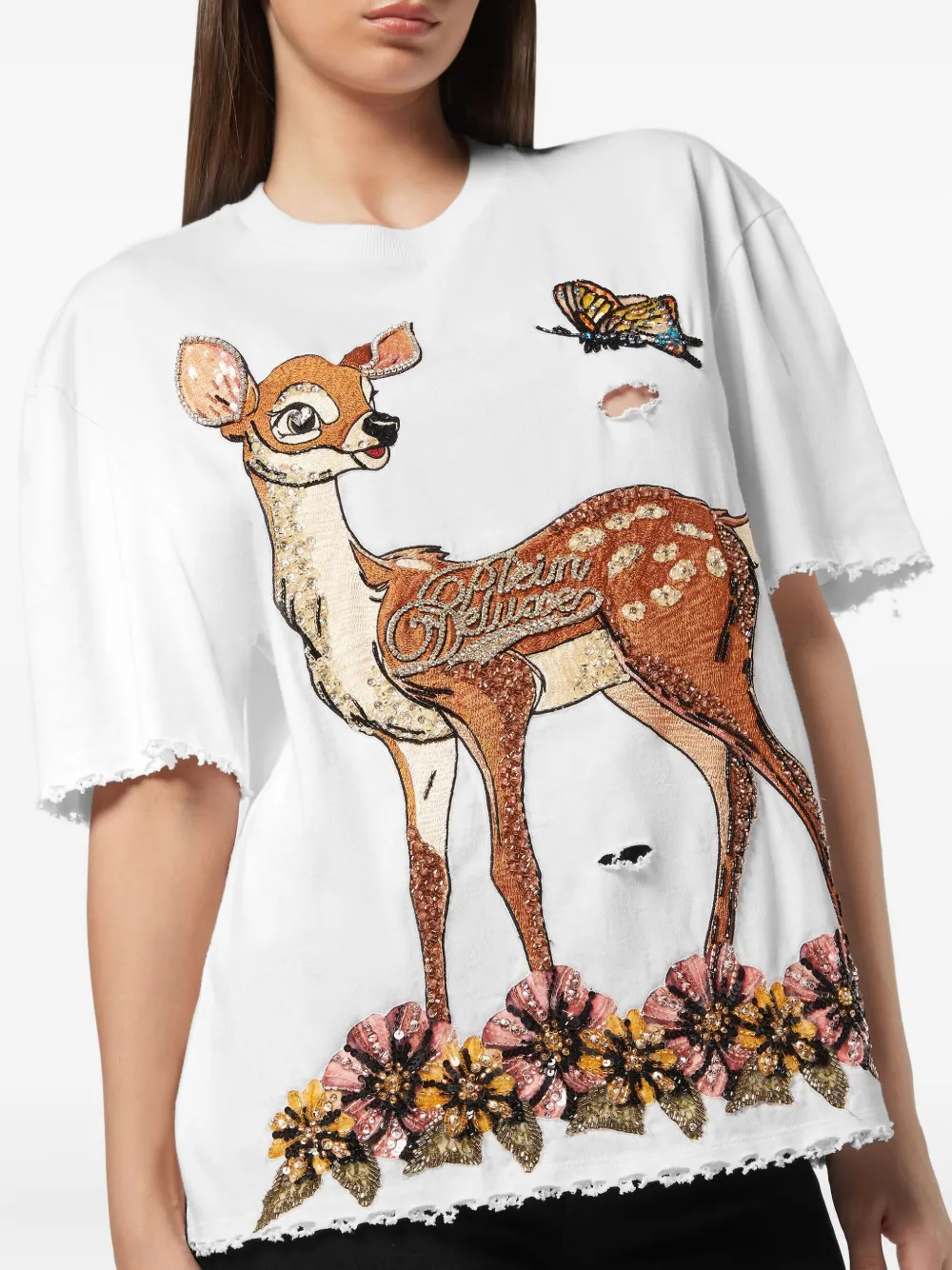 Philipp Plein Fairy gerafeld T-shirt Wit