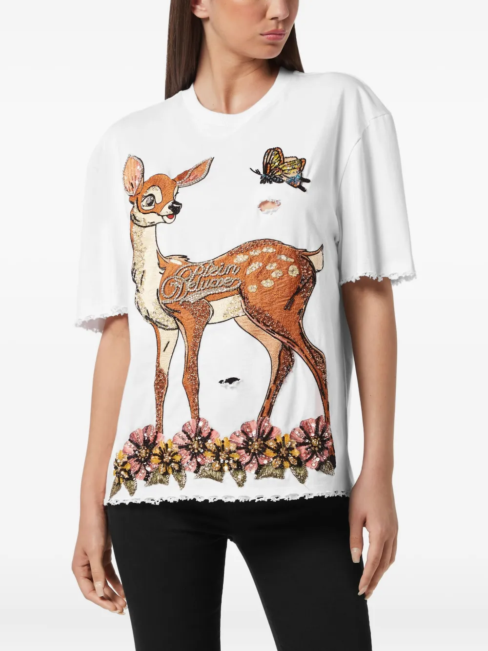 Philipp Plein Fairy gerafeld T-shirt Wit