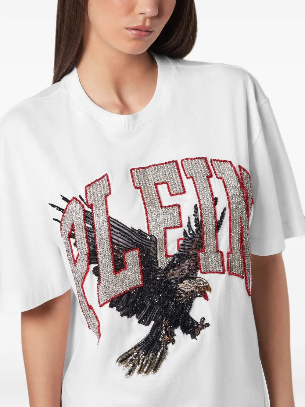 Philipp Plein T-shirt verfraaid met kristallen Wit