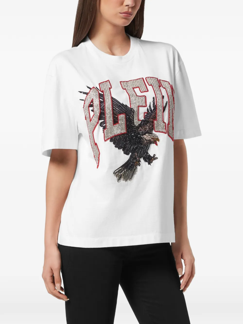 Philipp Plein T-shirt verfraaid met kristallen Wit
