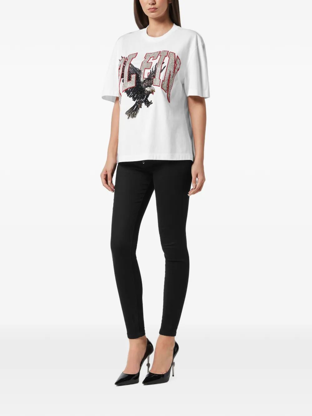 Philipp Plein T-shirt verfraaid met kristallen Wit