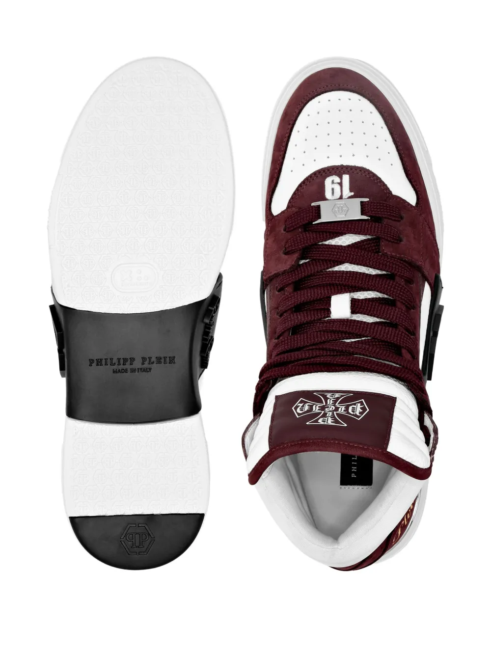Philipp Plein Phantom Kicks mid-top leather sneakers Red