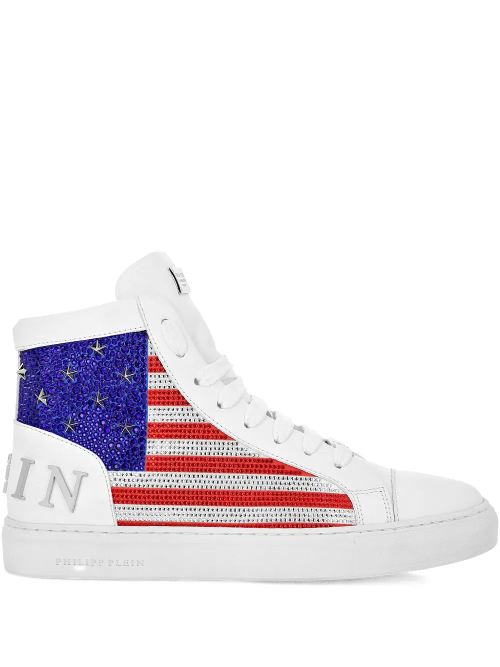 Philipp Plein High-top sneakers verfraaid met stras Wit