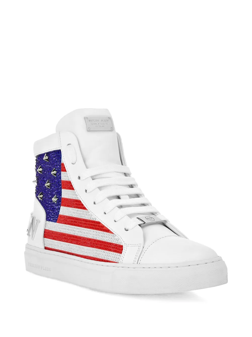 Philipp Plein Rhinestone-embellished High-top Sneakers In White