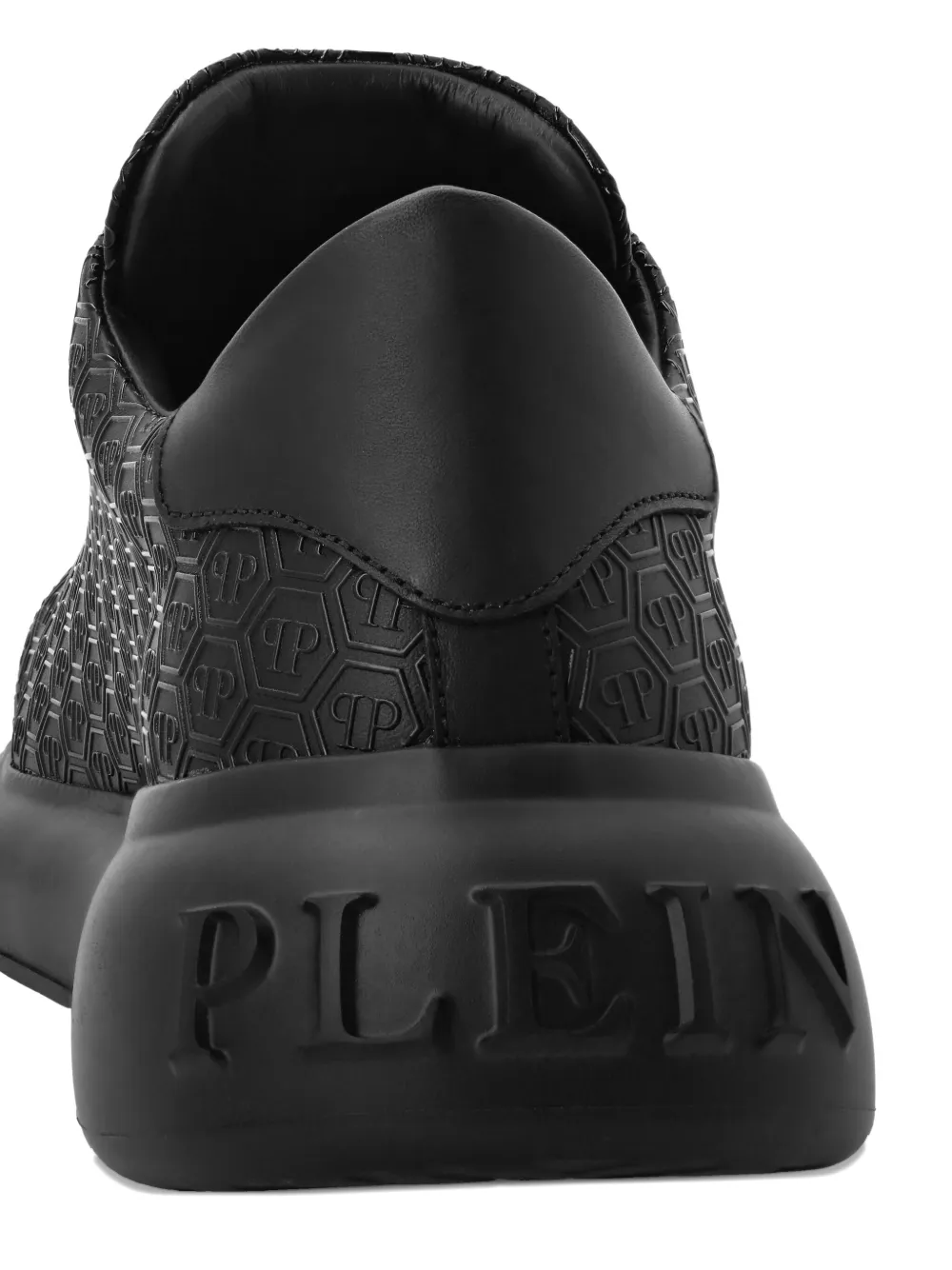 Philipp Plein Monogram-embossed Leather Sneakers In Black