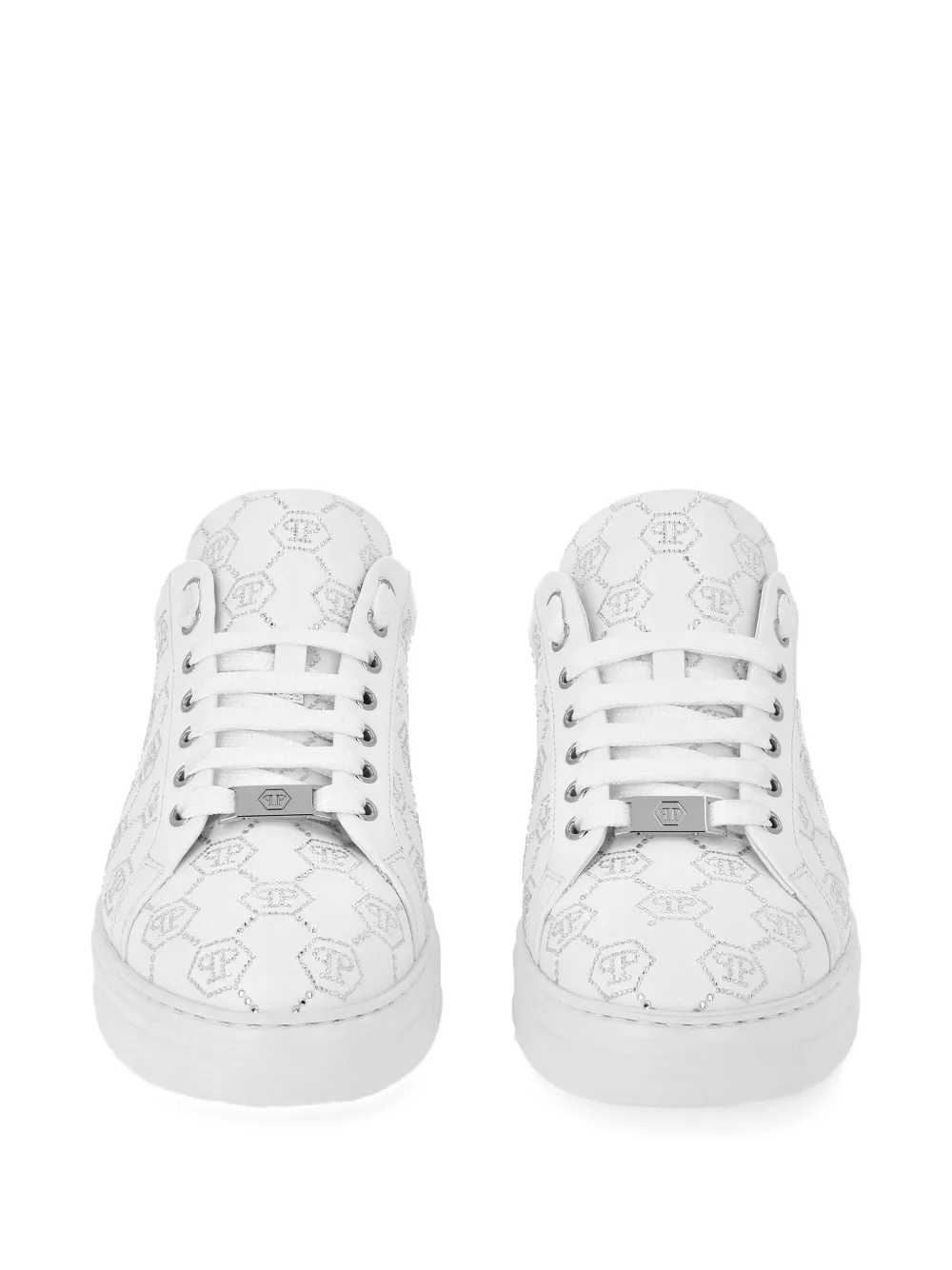 Philipp Plein Low Top Sneakers Carson Monogram Strass In White
