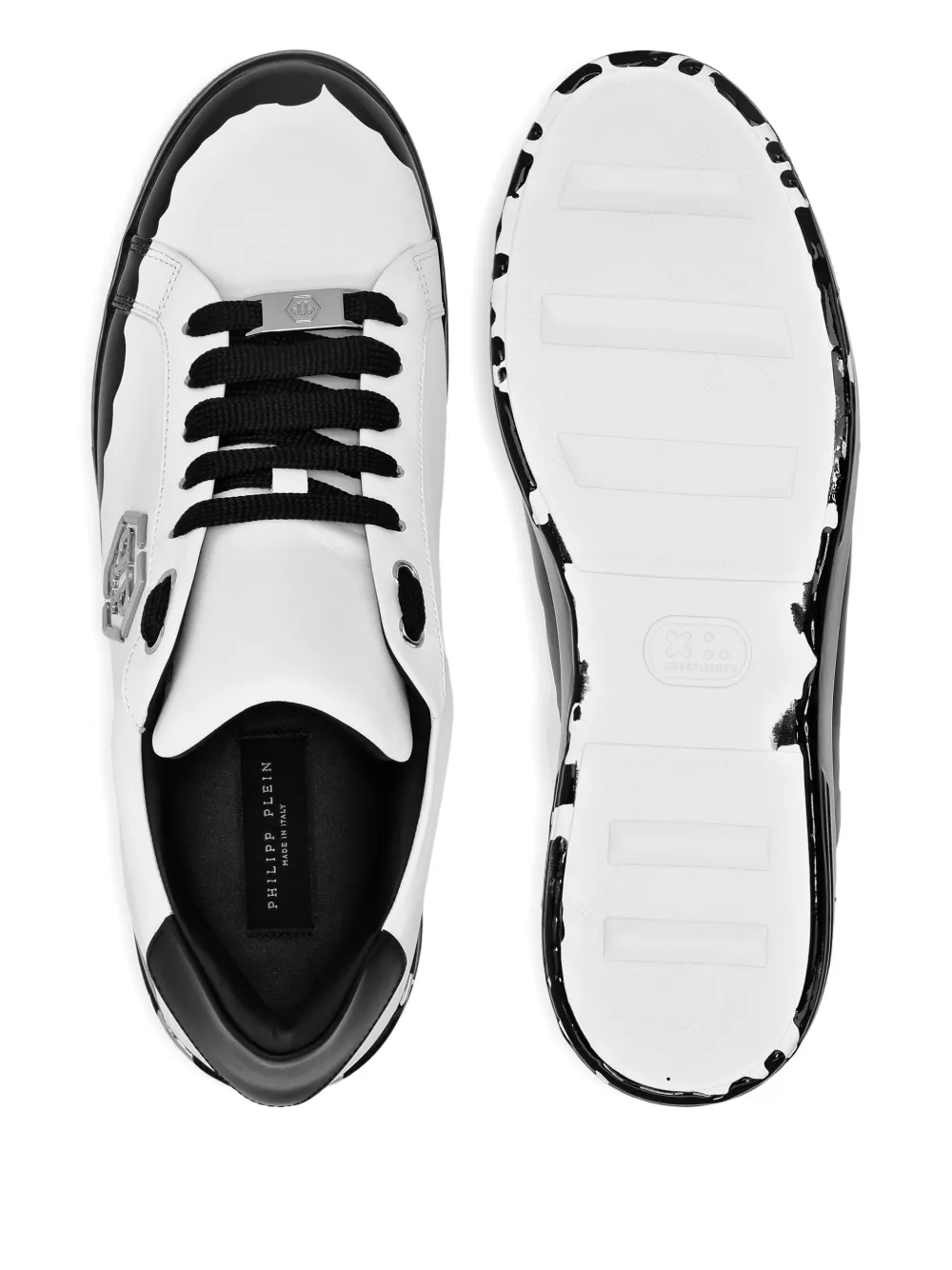 Philipp Plein Low-top sneakers met verfspatten Zwart