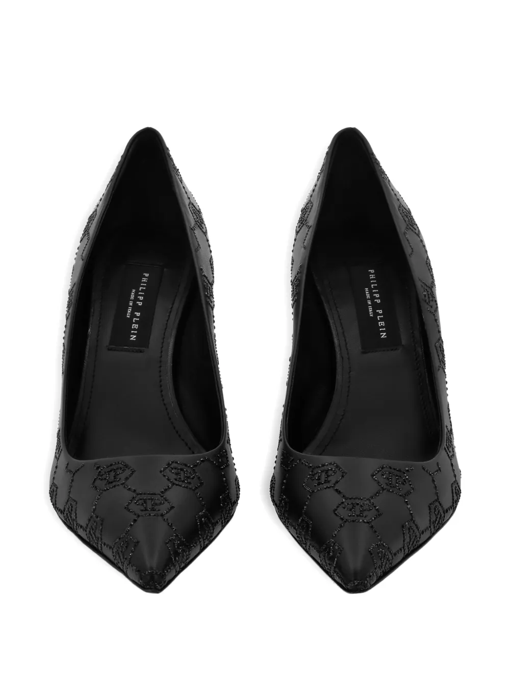 Philipp Plein 85mm Monogram-pattern Pumps In Black