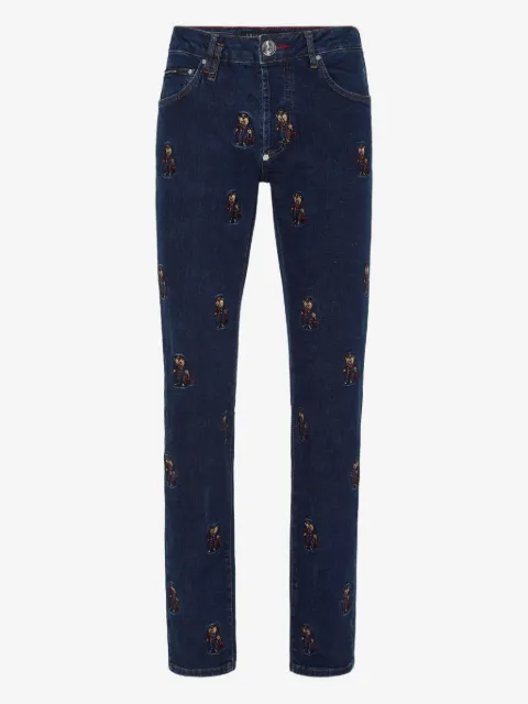 Philipp Plein jeans con oso bordado