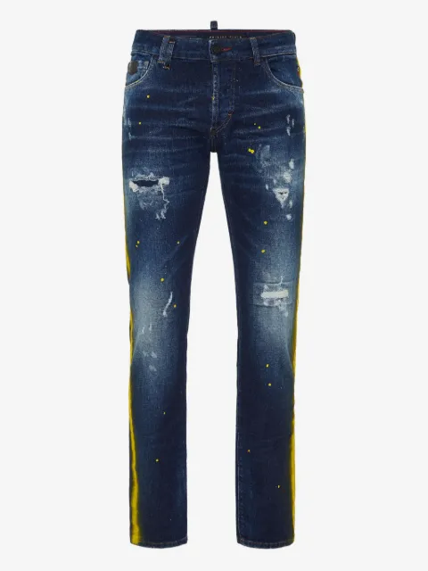 Philipp Plein jeans con motivo de salpicaduras de pintura