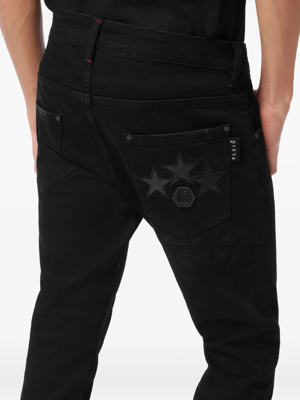 Philipp Plein star-patch straight-leg jeans Zwart