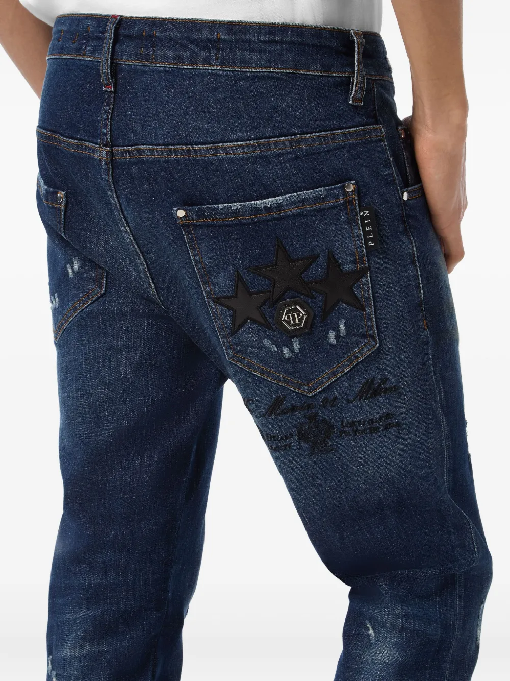 Philipp Plein star-patch skinny jeans Blauw