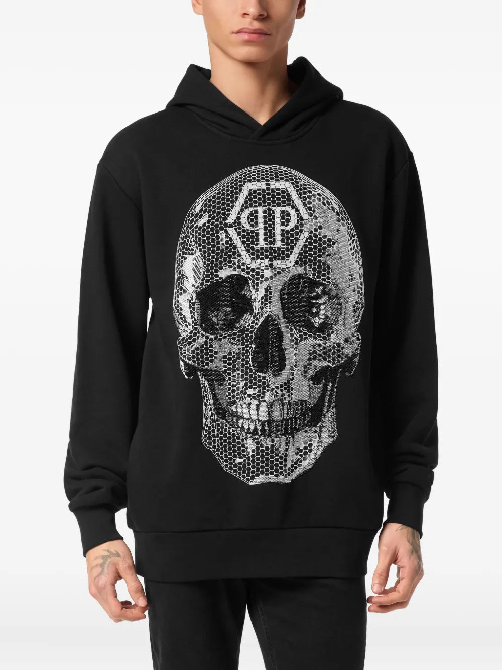 Philipp Plein Hoodie met doodskopprint Zwart