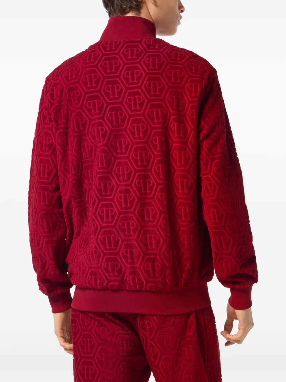 Philipp Plein monogram-jacquard track jacket Rood