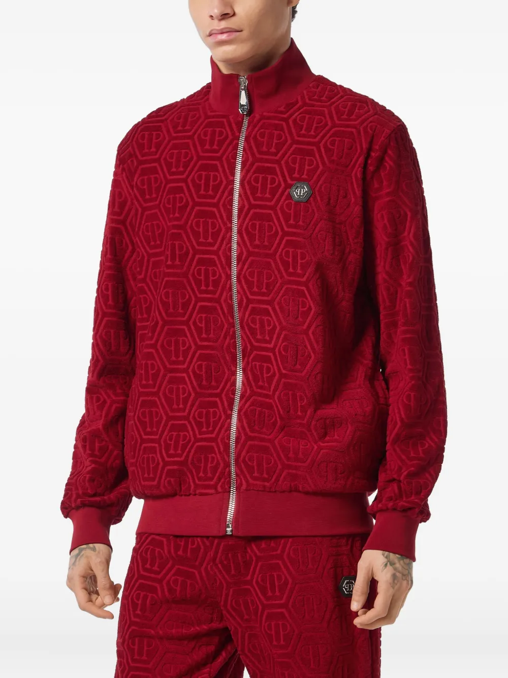 Philipp Plein monogram-jacquard track jacket Rood