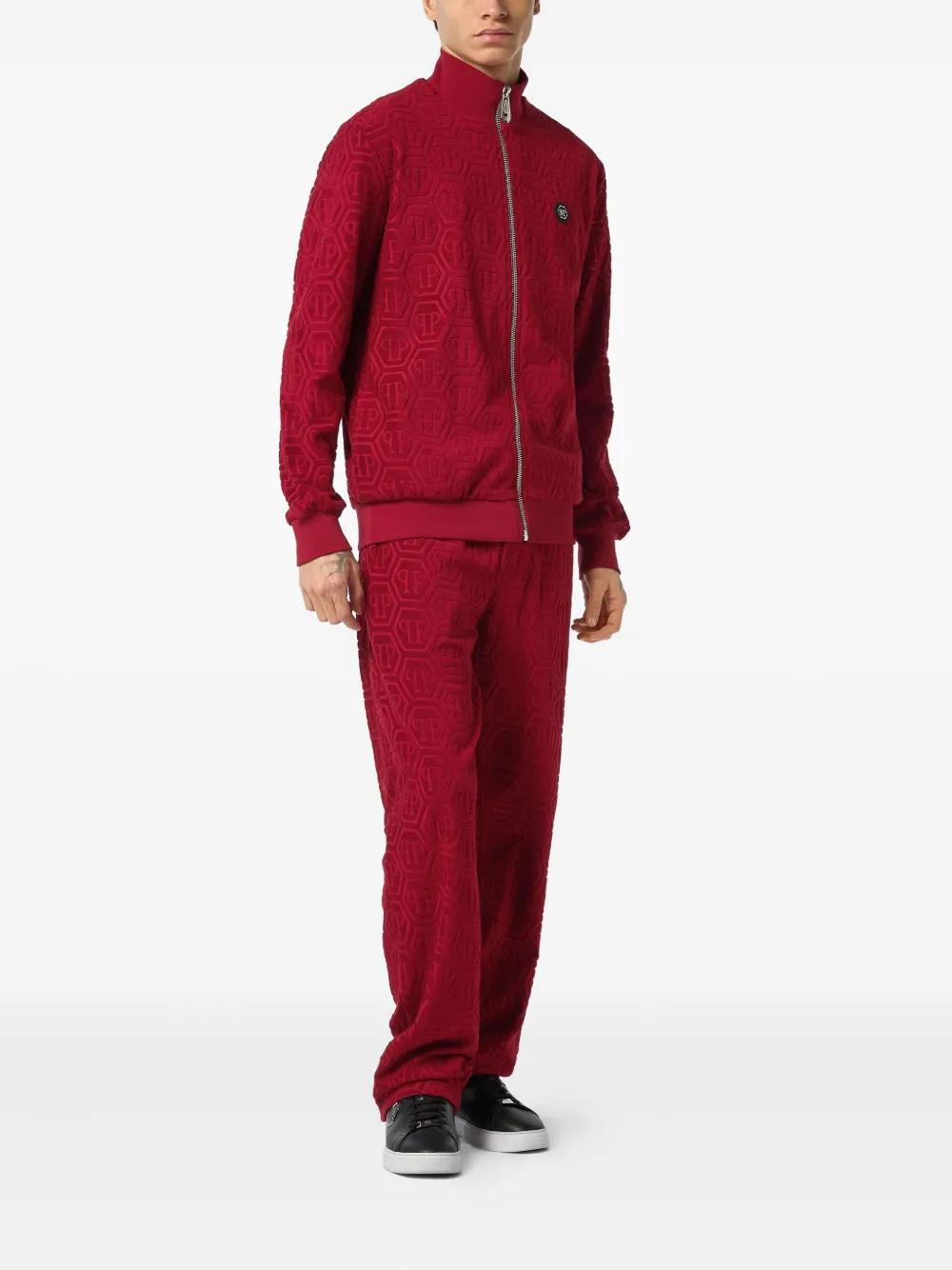 Philipp Plein monogram-jacquard track jacket Rood