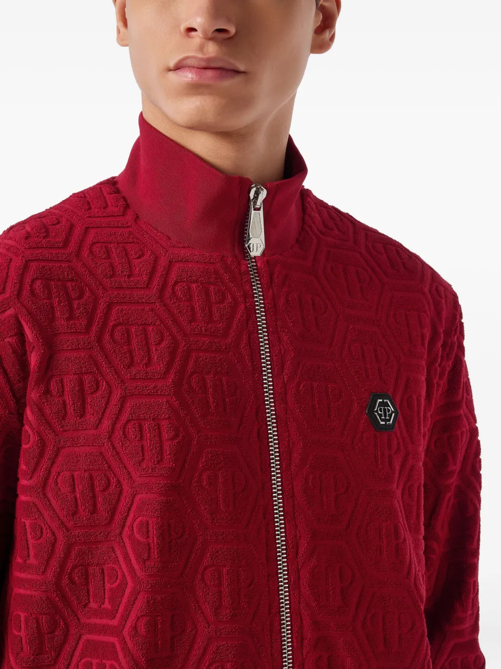 Philipp Plein monogram-jacquard track jacket Rood