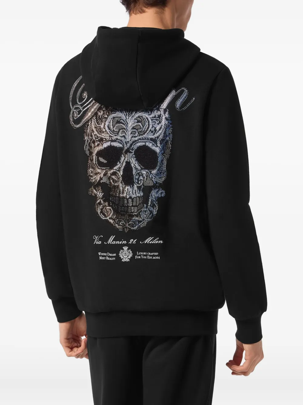 Philipp Plein Hoodie met doodskop van kristallen Zwart