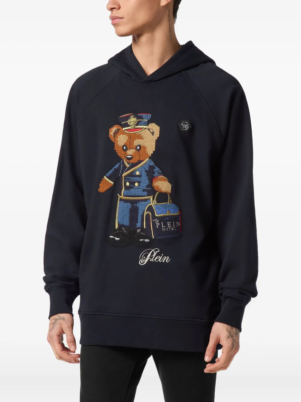 Philipp Plein Hoodie met geborduurde teddybeer Blauw
