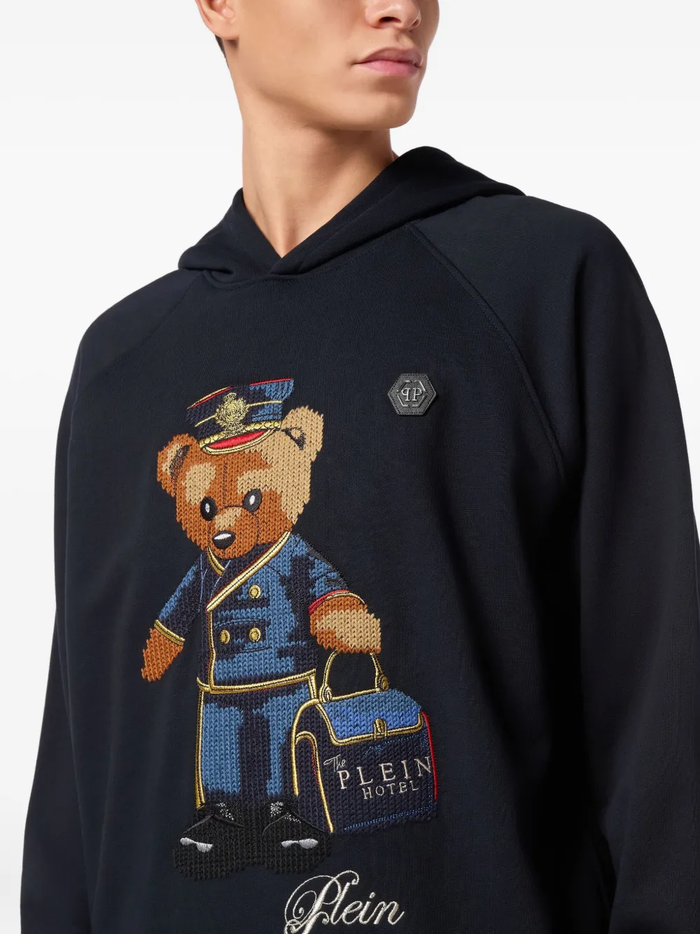 Philipp Plein Hoodie met geborduurde teddybeer Blauw