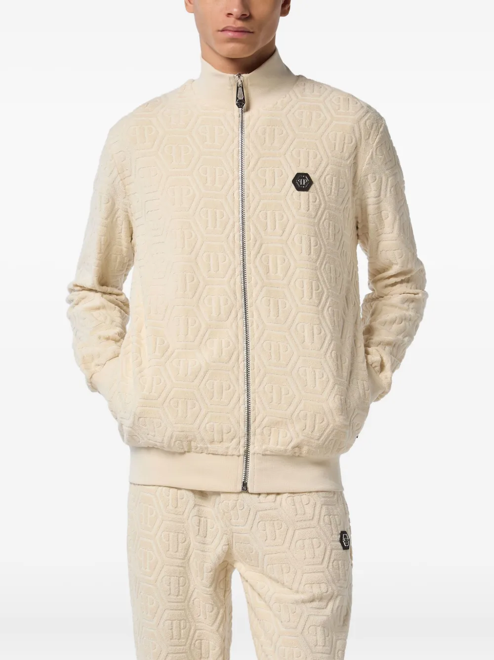 Philipp Plein Wollen trainingsjack Beige