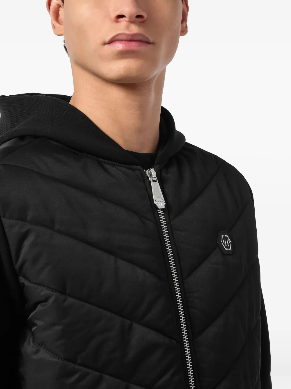 Philipp Plein Gevoerd jack met capuchon Zwart