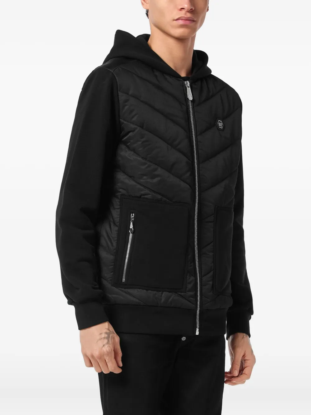 Philipp Plein Gevoerd jack met capuchon Zwart