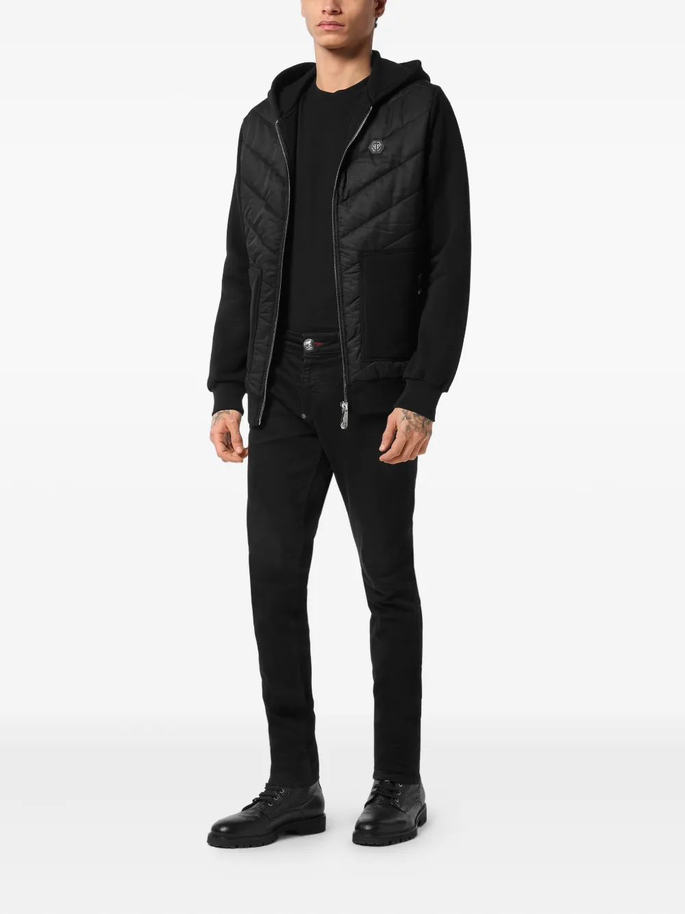 Philipp Plein Gevoerd jack met capuchon Zwart