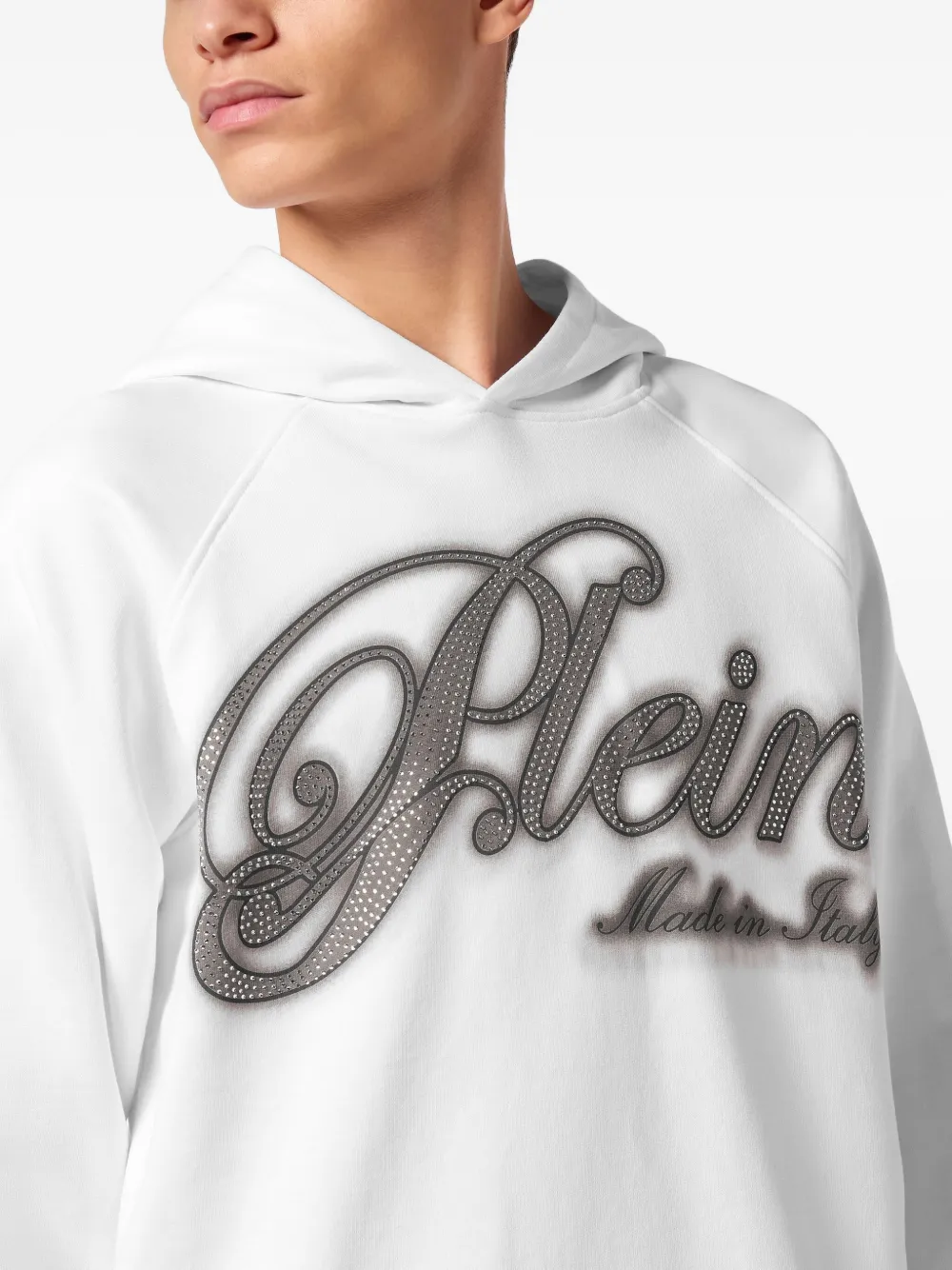 Philipp Plein Hoodie verfraaid met stras Wit