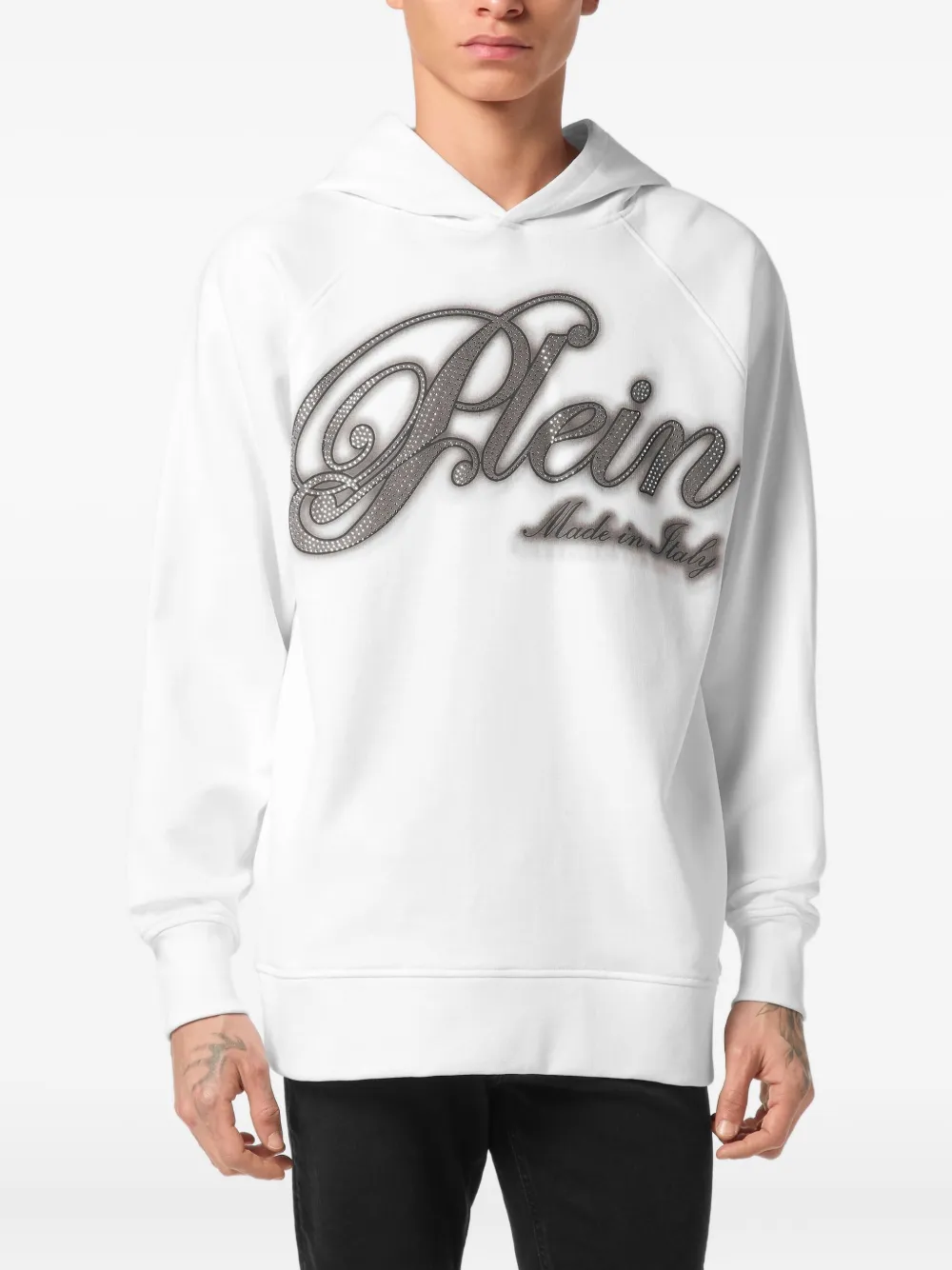 Philipp Plein Hoodie verfraaid met stras Wit