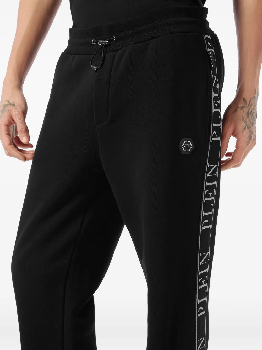 Philipp Plein Fleece trainingsbroek met logoband Zwart
