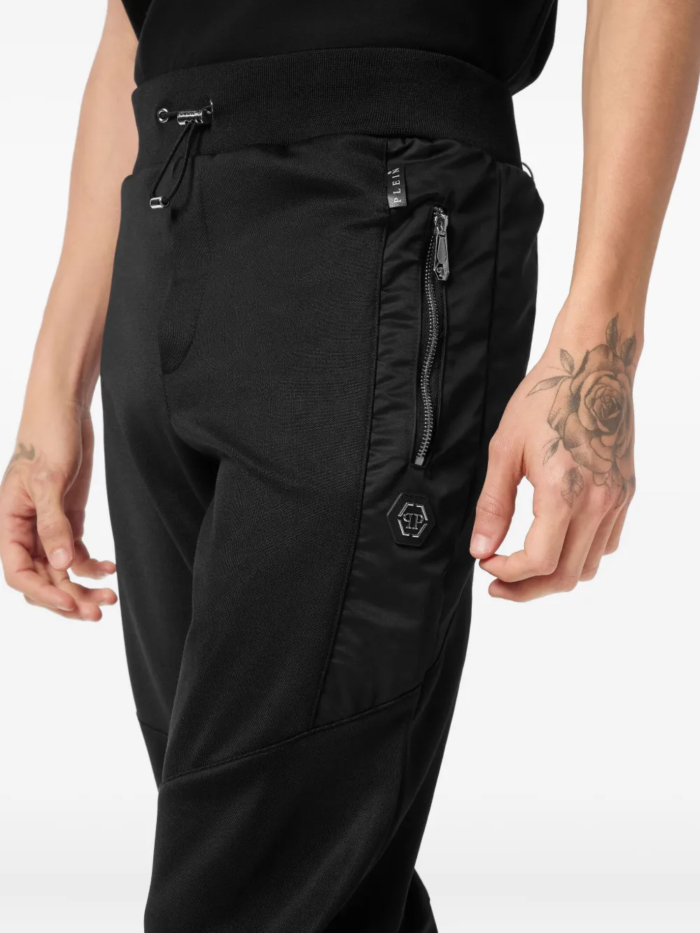 Philipp Plein Biker gewatteerde trainingsbroek Zwart