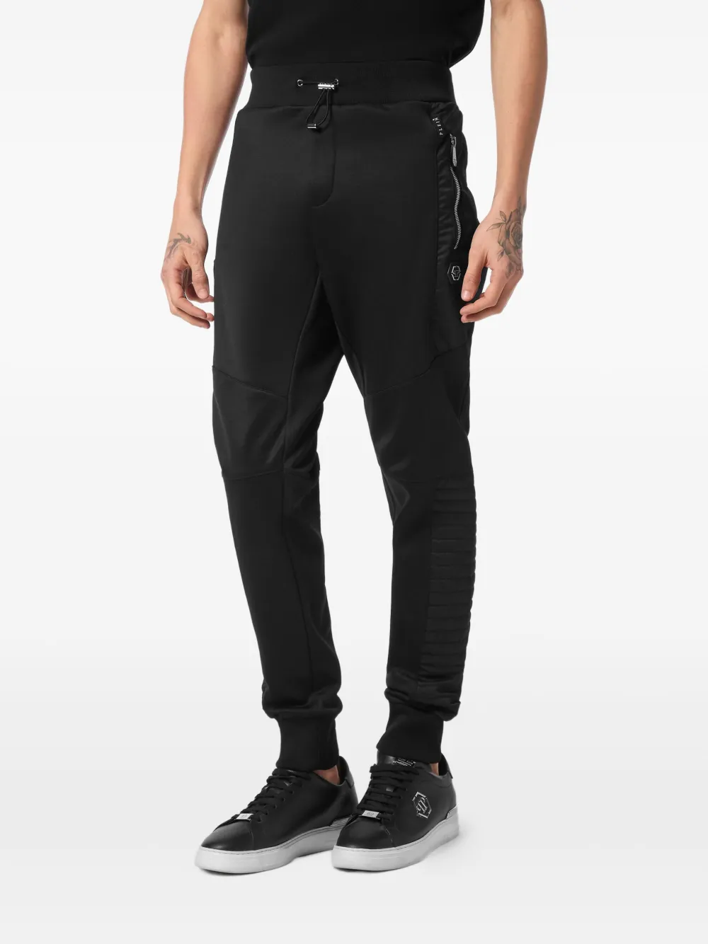 Philipp Plein Biker gewatteerde trainingsbroek Zwart