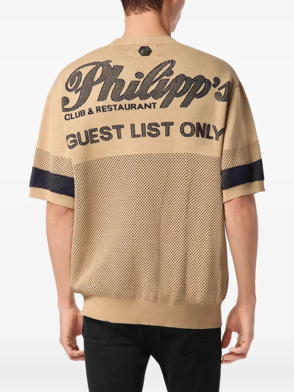 Philipp Plein T-shirt met gebreid nummer Beige