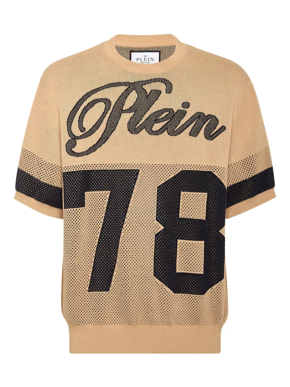 Philipp Plein T-shirt met gebreid nummer Beige