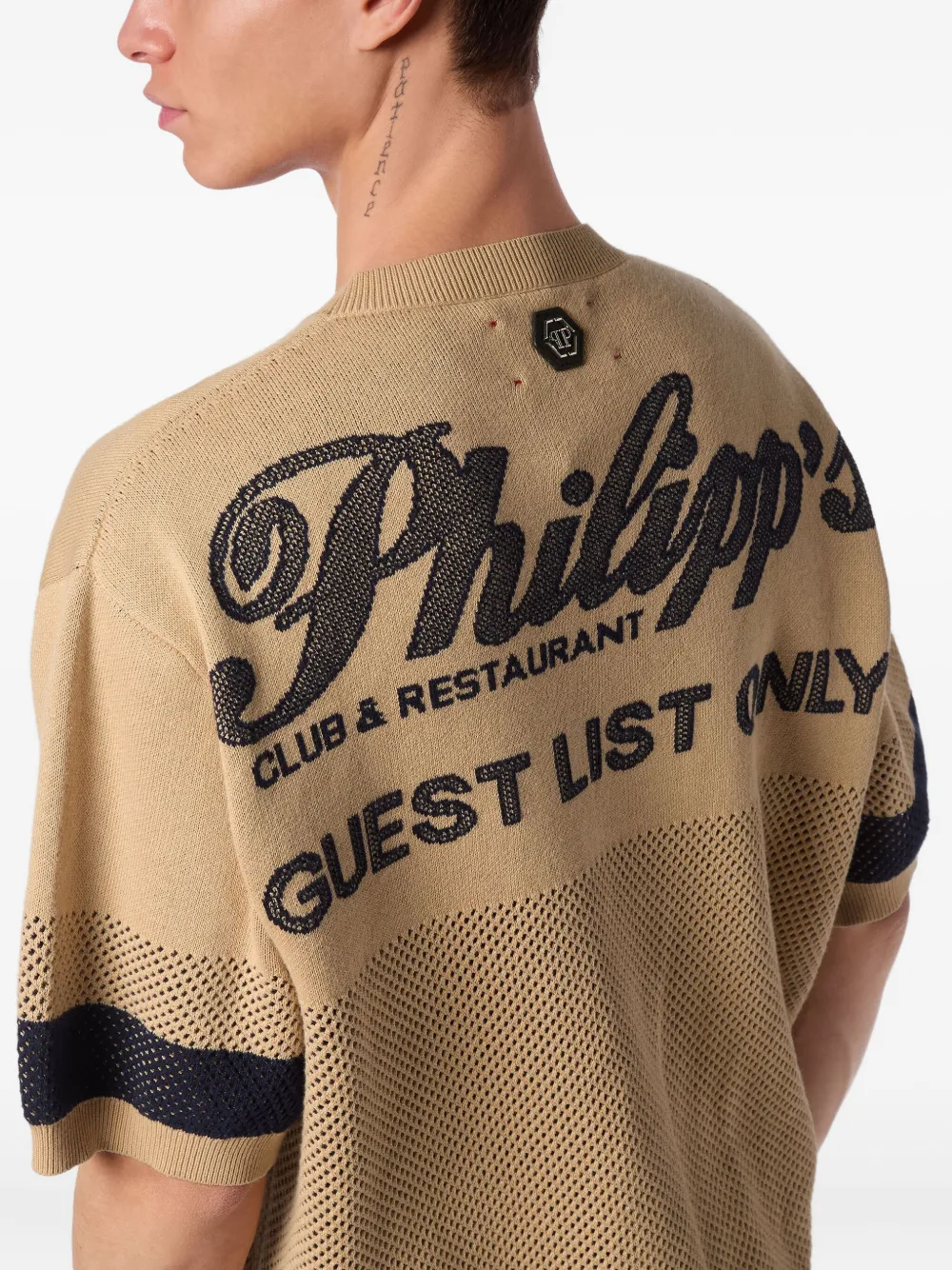 Philipp Plein T-shirt met gebreid nummer Beige