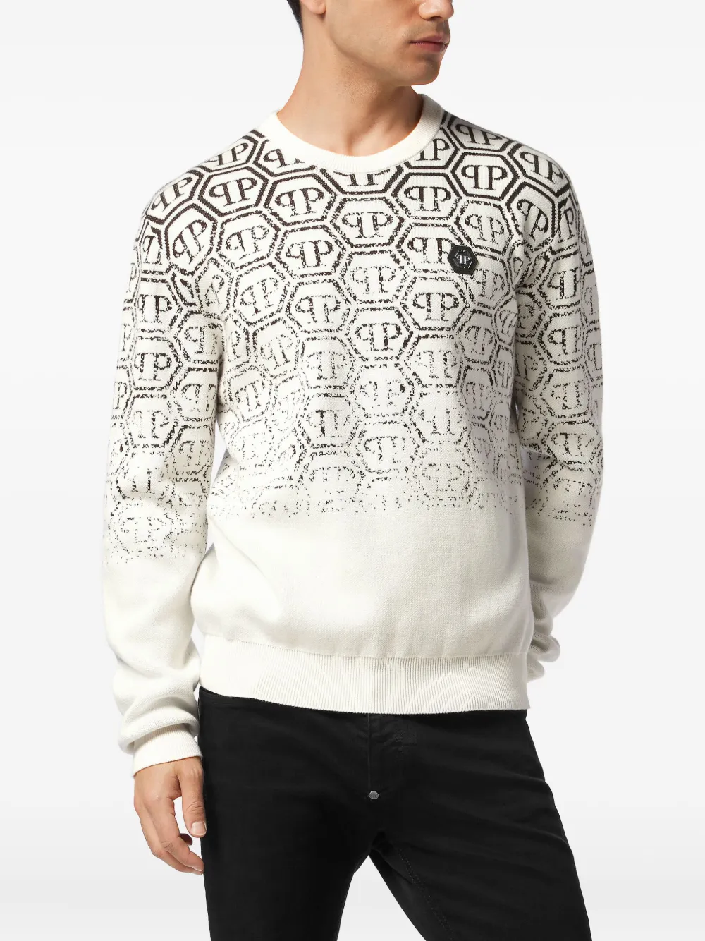 Philipp Plein Pullover met jacquard-monogram Wit