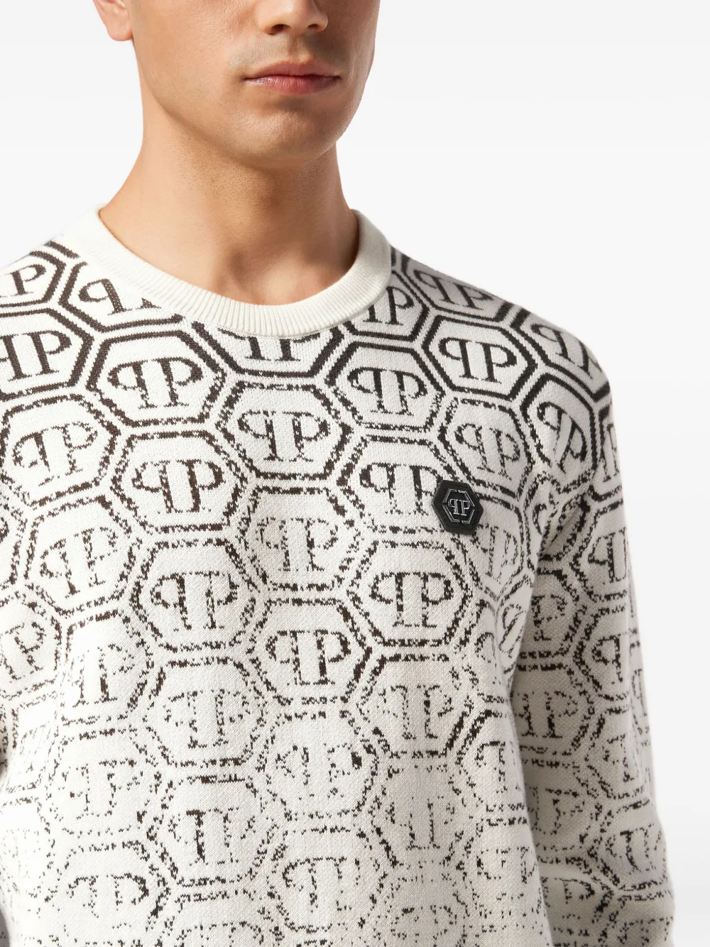 Philipp Plein Pullover met jacquard-monogram Wit
