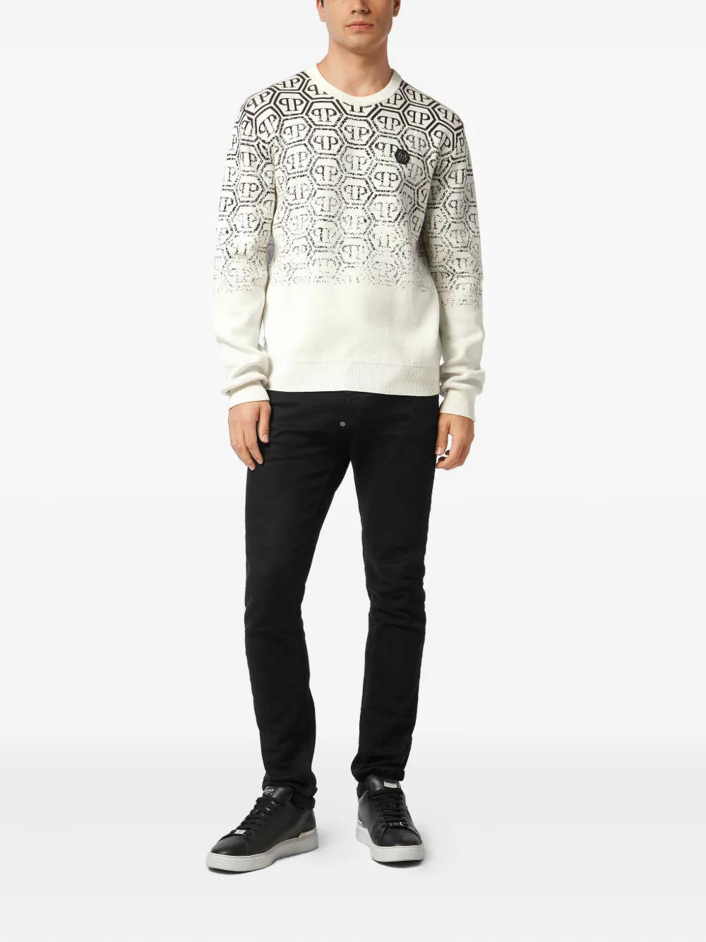Philipp Plein Pullover met jacquard-monogram Wit