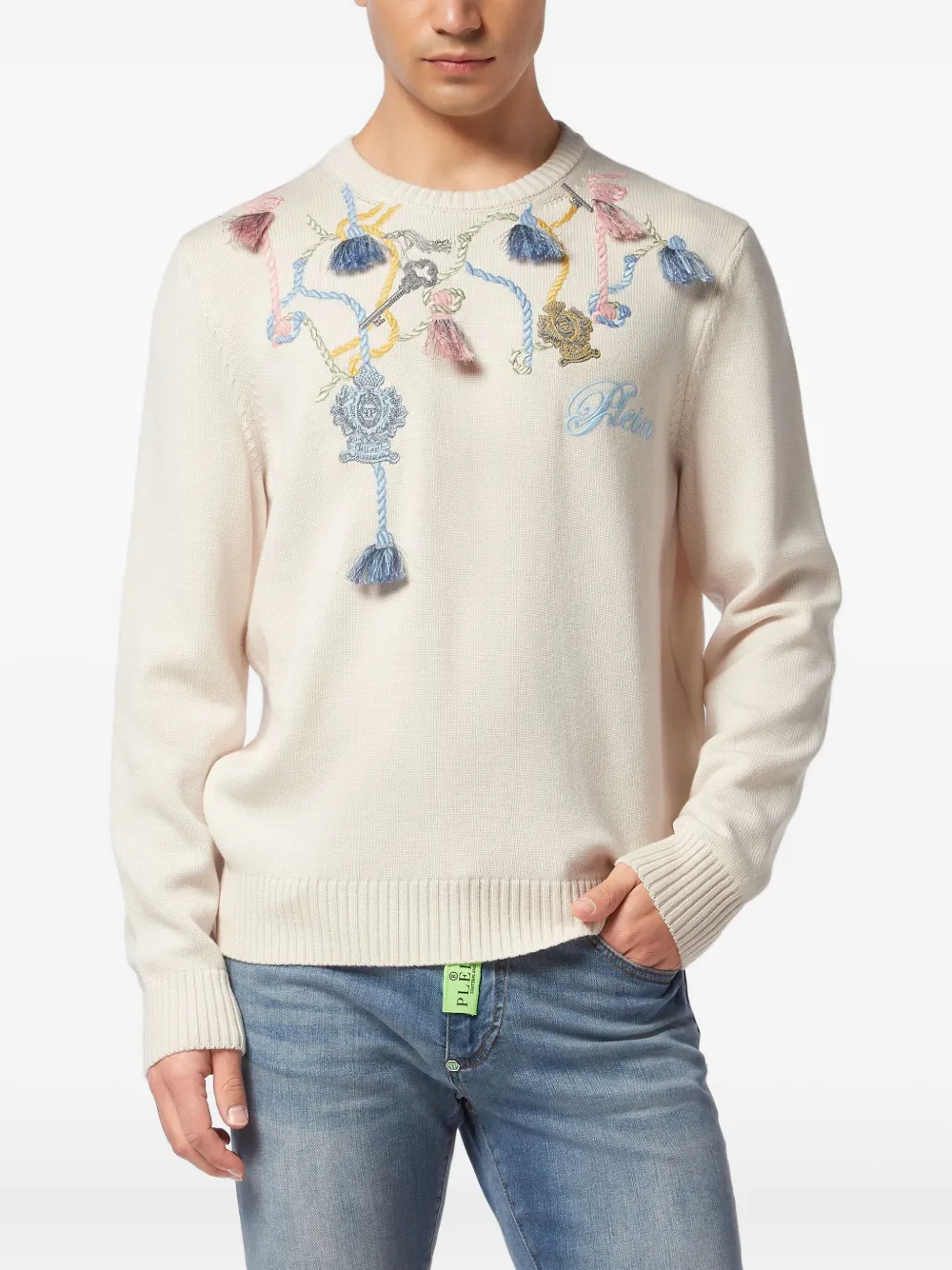 Philipp Plein cotton sweater Beige