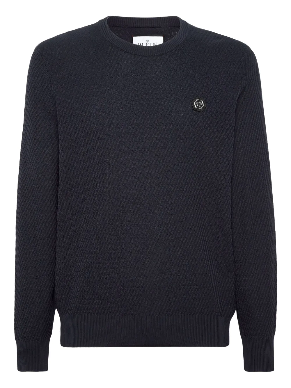 Philipp Plein Geribbelde trui met logodetail Blauw