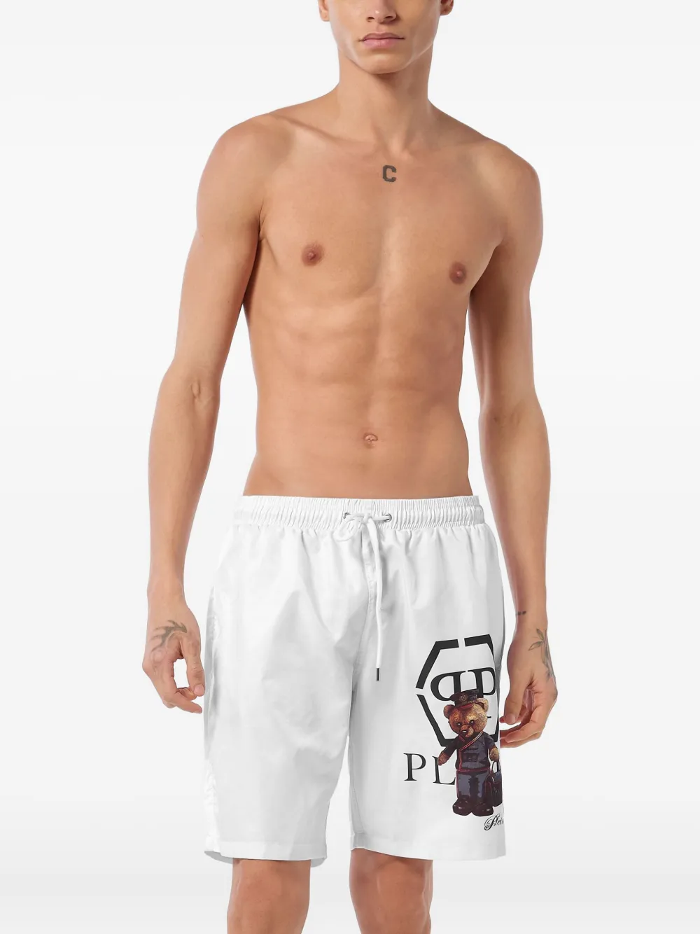 Philipp Plein Zwembroek met Teddy-print Wit