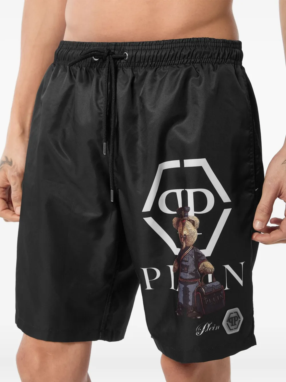 Philipp Plein Zwembroek met Teddy-print "02 black"