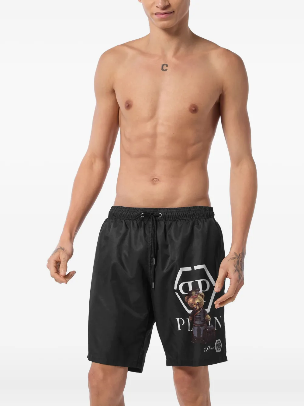 Philipp Plein Zwembroek met Teddy-print "02 black"